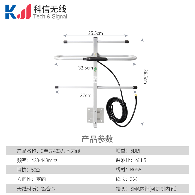 433MHZ八木定向天線3單元
