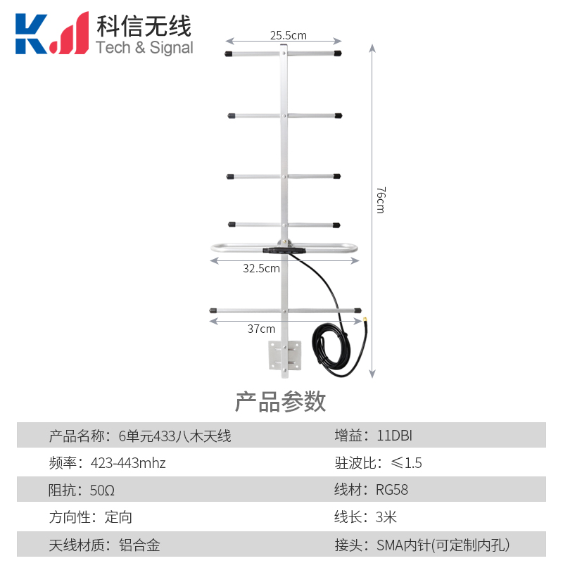 433MHZ八木定向天線6單元