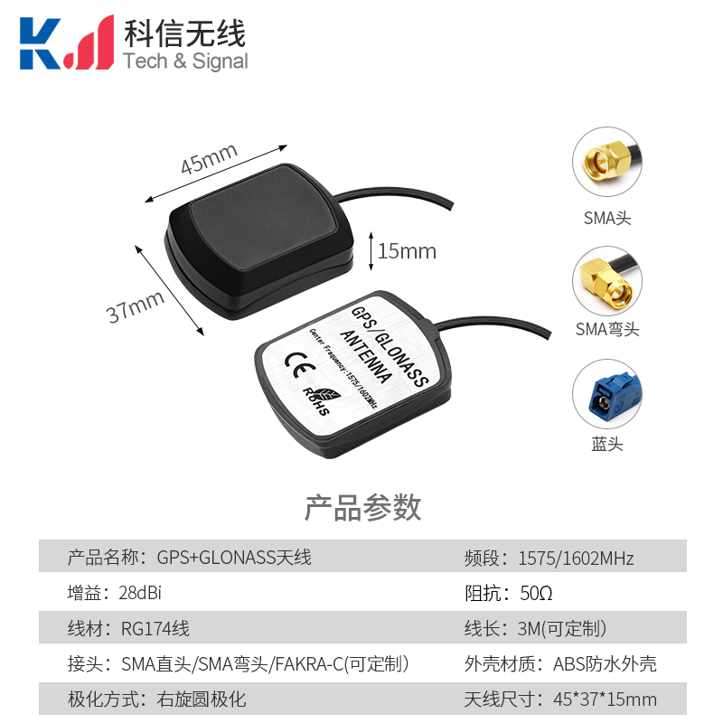 梯形款GPS+GLONASS雙模定位天線