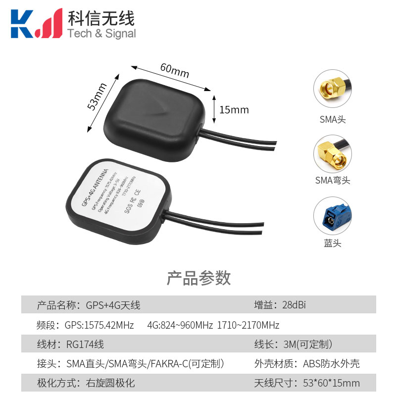 方形V字款4G+GPS二合一組合天線